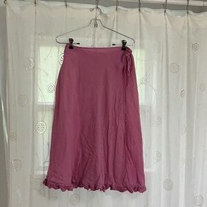 Pink Linen Wrap Skirt 120% Linen Italy